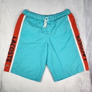 Lacoste Swim Trunks Mens Size 9 Blue Drawstring Gator Logo‎ Hip Beach Outdoor